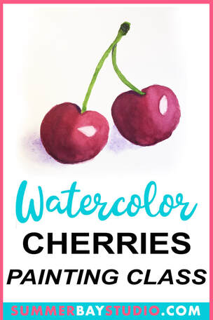 Watercolor Cherries Painting Class