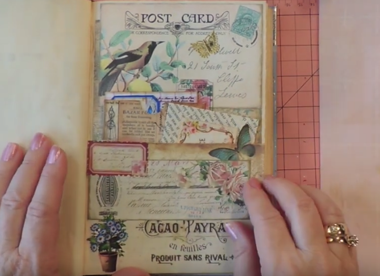 Victorian Lady Journal Page and altered book half page pocket tutorial.